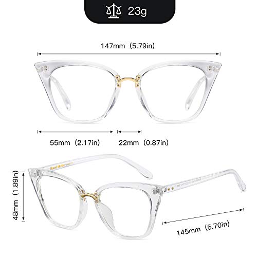 MORESHINE Cute Cateye Blue Light Blocking Glasses For Womens Fashion Computer Clear Eyeglasses Frames Anti Eye Strain (Crystal) - Image 5