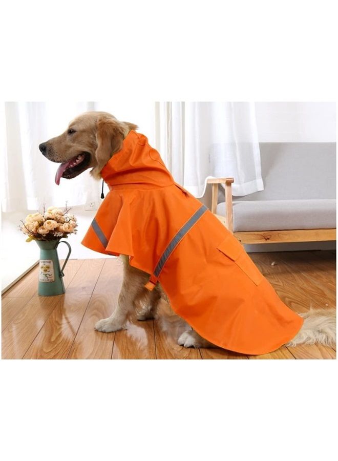 Mikayoo Adjustable Large Dog Raincoat with Strip Reflective - Waterproof Pet Rain Jacket Hoodie Poncho,for Large and Medium Dogs (Orange,M) - Image 1