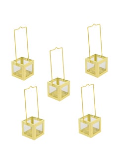 Elan ELAN Metal Orthodox Tealight Candle Holder with Hand Crafted Handle Design Candle Holder for Home Office and Hotel Decoration Votive Candle Holder Gift Set (Set of 5, Yellow)  - Image 1