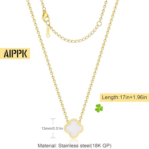 AIPPK 18K Gold Plated Clover for Women White Van Cleef Necklace Dupes Four Leaf Clover Lucky Necklace Pendant Dainty Jewelry Gifts - Image 2
