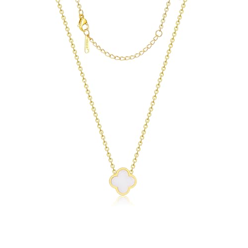 AIPPK 18K Gold Plated Clover for Women White Van Cleef Necklace Dupes Four Leaf Clover Lucky Necklace Pendant Dainty Jewelry Gifts - Image 1