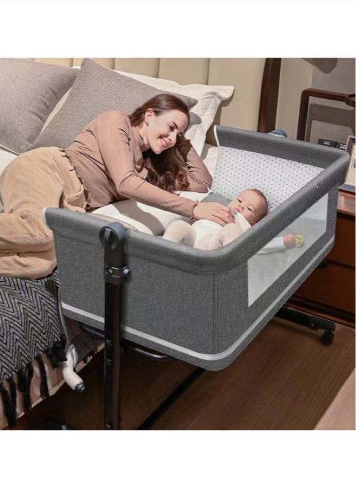 Kutis 1-Piece Movable Baby Bassinet Bedside Sleeper Bedside Crib Easy Folding Portable Crib Travel Baby Bed with Diaper Table 92x68x85 cm  - Image 1