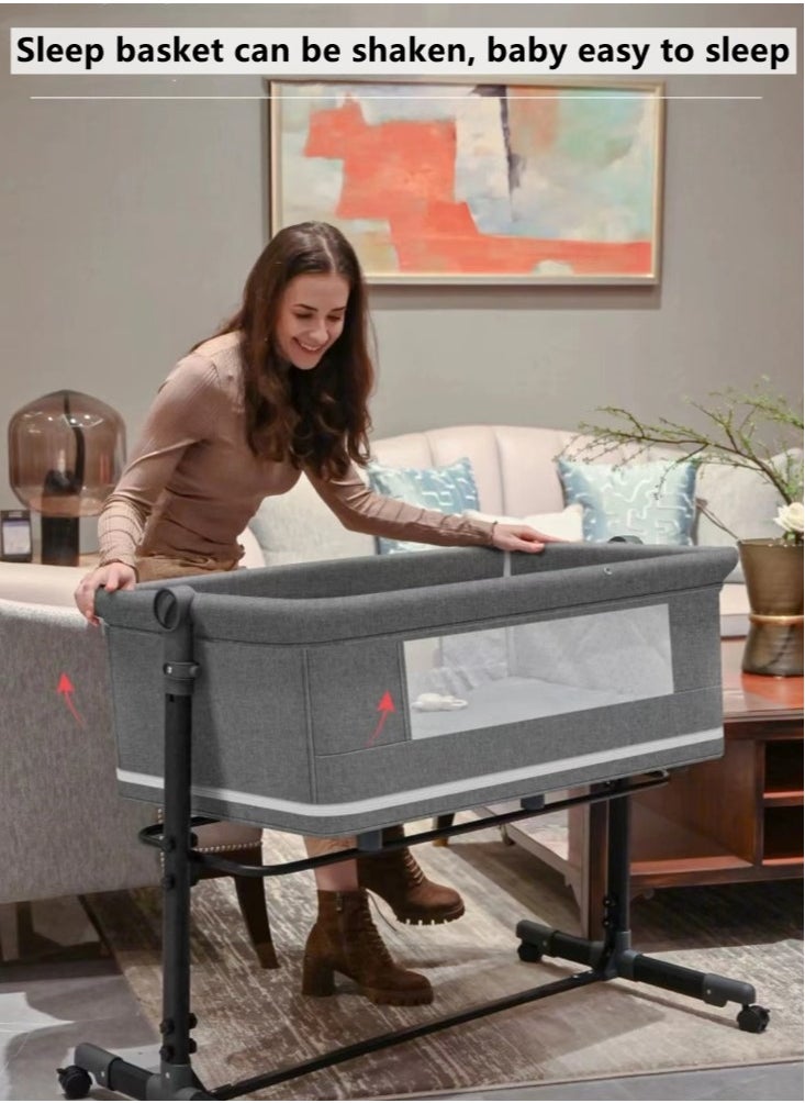 Kutis 1-Piece Movable Baby Bassinet Bedside Sleeper Bedside Crib Easy Folding Portable Crib Travel Baby Bed with Diaper Table 92x68x85 cm  - Image 2