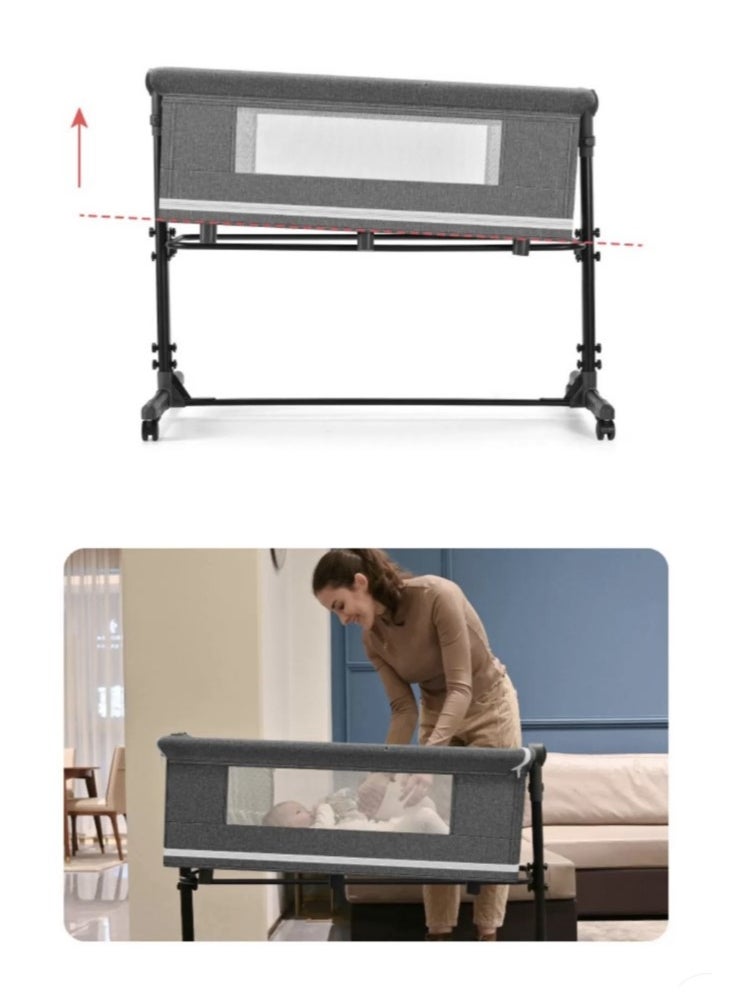 Kutis 1-Piece Movable Baby Bassinet Bedside Sleeper Bedside Crib Easy Folding Portable Crib Travel Baby Bed with Diaper Table 92x68x85 cm  - Image 4