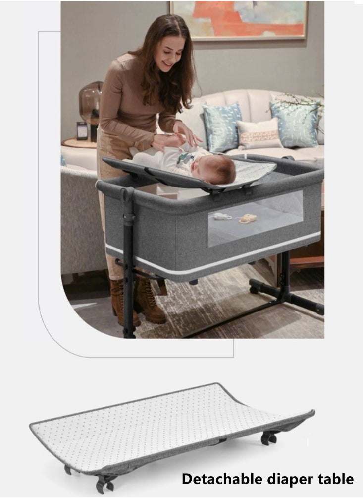 Kutis 1-Piece Movable Baby Bassinet Bedside Sleeper Bedside Crib Easy Folding Portable Crib Travel Baby Bed with Diaper Table 92x68x85 cm  - Image 5