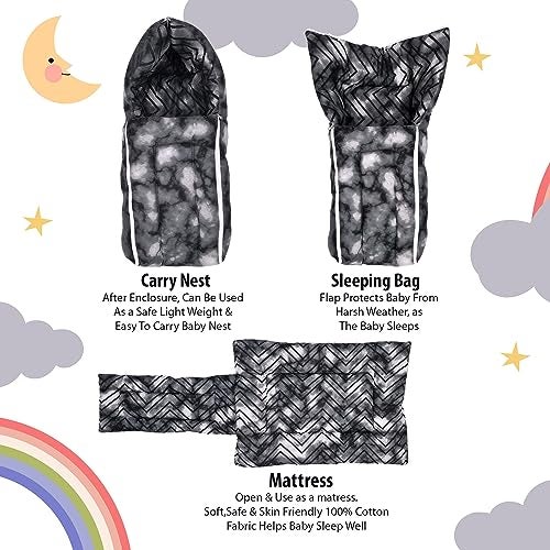 Divine Casa Baby Sleeping Bag & Carry Nest, Cotton Baby Bedding for New Born & Infant |Unisex 3 in 1 Baby Bed - 0 to 4 Months (Coral Gray) - Image 3