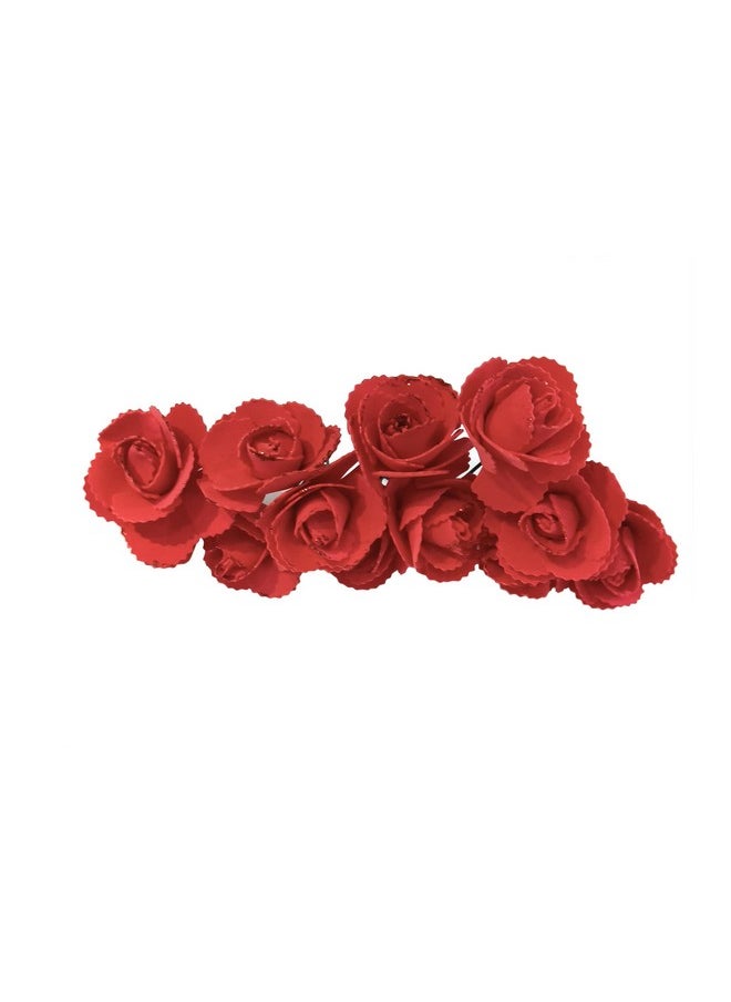 La belleza - La Belleza Decorative Red Rose Glitter Flower Design Bun Hair Pin/Juda Pins/U Shape Hair Accessories for Women and Girls(Pack of 12) Rose Flower Juda Pins |Bun Pins - Image 1
