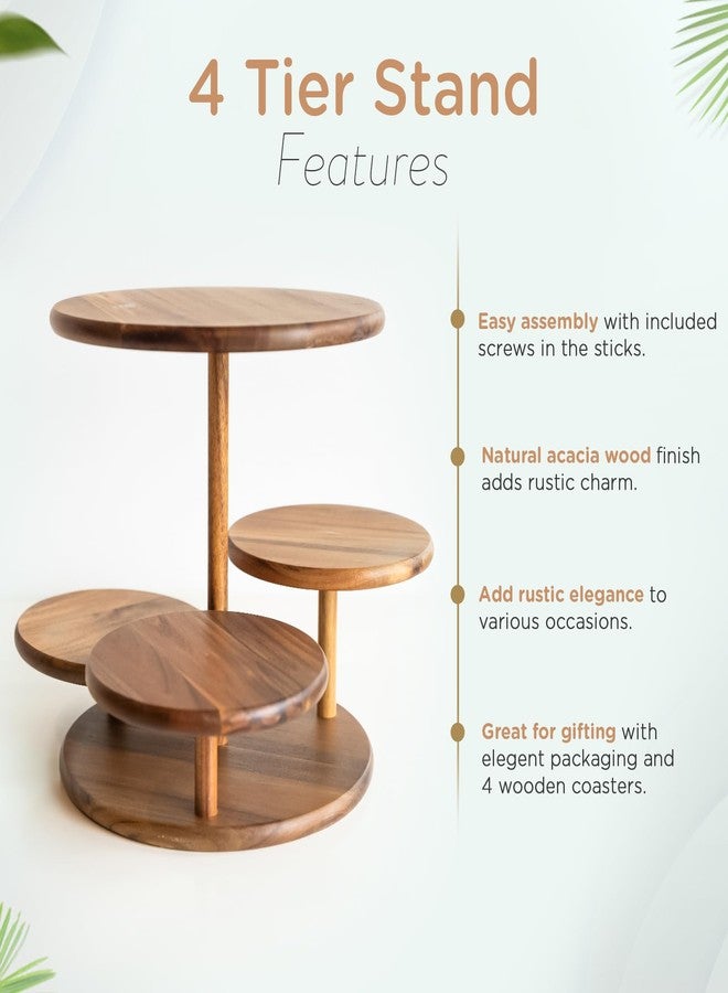 MAJURI 4 Tier Cupcake Stand, Cupcake Tower Stand 50 Cupcakes, Coasters Set of 4 Free, Halloween Cupcake Stand, Wooden Dessert Display for Birthday, Perfect for Tiered Cake Stand Enthusiasts - Image 4