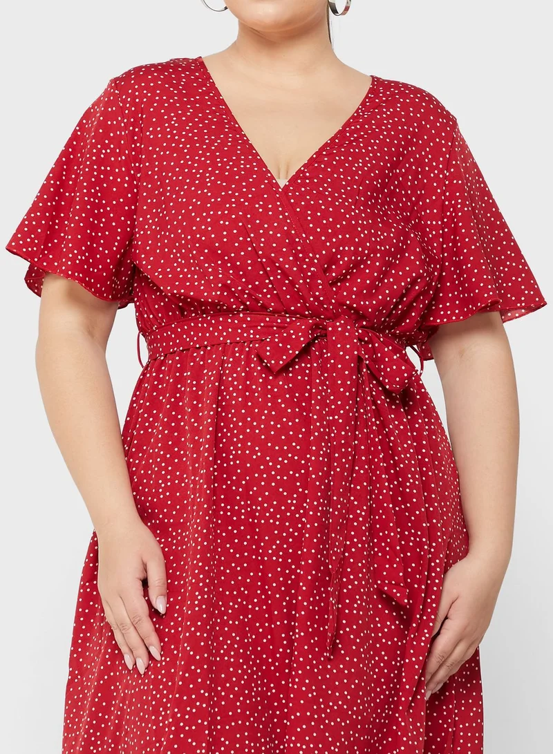 Ginger Plus Polka Dot Midi Dress