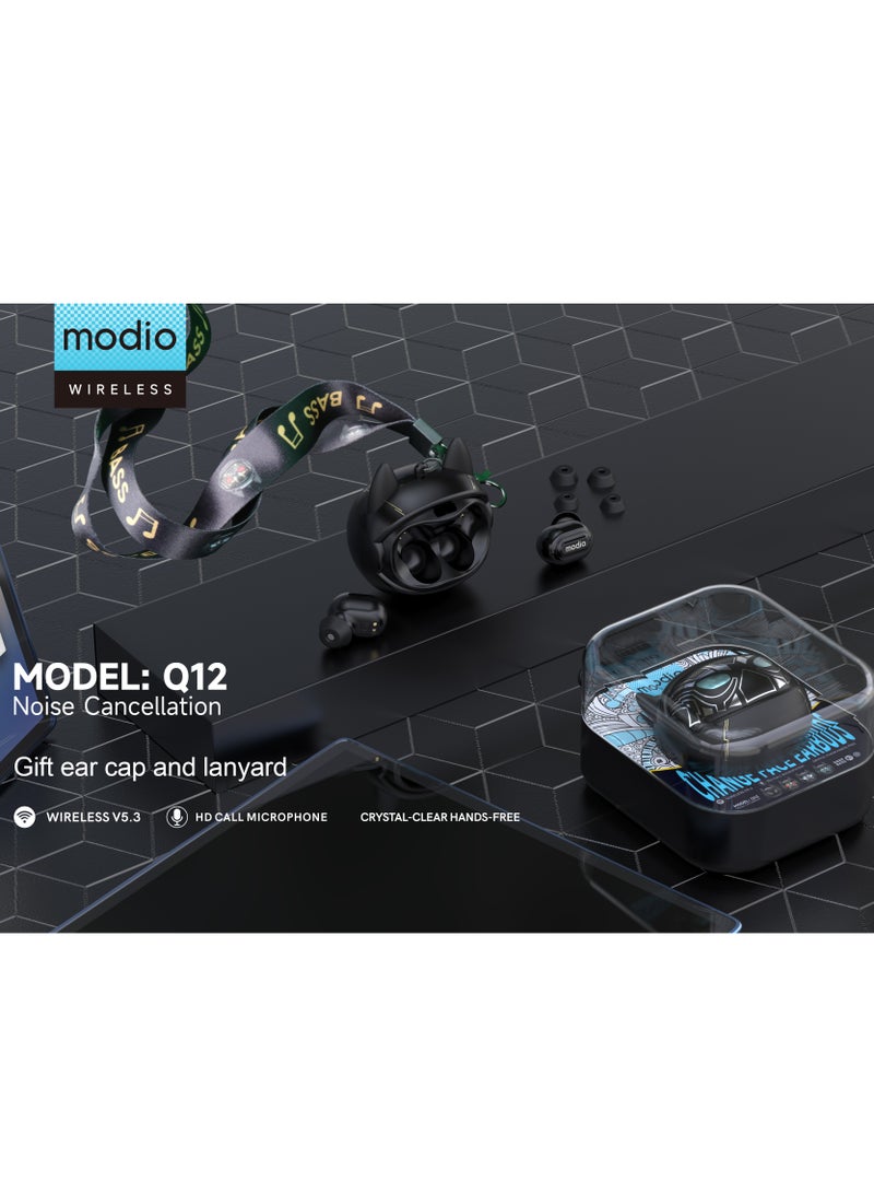 modio Modio Q12 Best Wireless Earbuds Customizable Bluetooth Earbuds with Premium Sound Quality Noise Canceling Technology Long Battery Life and Comfortable Fit. Ergonomic Secure Fit for Sports Fitness and Workouts. Trendy Design Affordable Sweatproof and Top Rated True Wireless Earbuds.  - Image 3