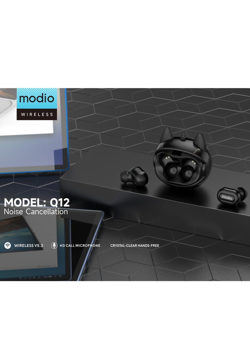 modio Modio Q12 Best Wireless Earbuds Customizable Bluetooth Earbuds with Premium Sound Quality Noise Canceling Technology Long Battery Life and Comfortable Fit. Ergonomic Secure Fit for Sports Fitness and Workouts. Trendy Design Affordable Sweatproof and Top Rated True Wireless Earbuds.  - Image 4