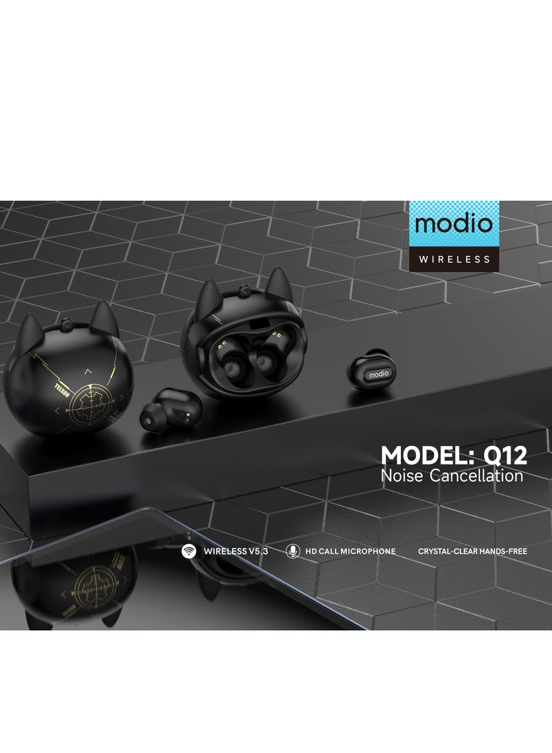 modio Modio Q12 Best Wireless Earbuds Customizable Bluetooth Earbuds with Premium Sound Quality Noise Canceling Technology Long Battery Life and Comfortable Fit. Ergonomic Secure Fit for Sports Fitness and Workouts. Trendy Design Affordable Sweatproof and Top Rated True Wireless Earbuds.  - Image 2