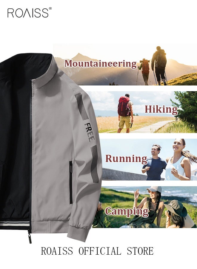 رويس سترة رجالي بومبر جاكيت رجالي قابل للانعكاس معطف طيار بيسبول موحد للرجال قابل للارتداء مبطن فضفاض ومقاوم للرياح ومقاوم للرياح ومضاد للرياح ومضاد للتنفس ومزود بسحّاب للدراجات النارية ملابس رجالية يومية عصرية غير رسمية - Image 5