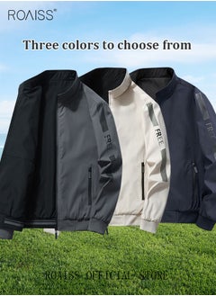 roaiss Men's Bomber Jacket Reversible Coat Pilot Baseball Uniform Wearable Loose Padded Windproof Breathable Motorcycle Zip Jacket Daily Fashion Casual Clothing for Men  - Image 4