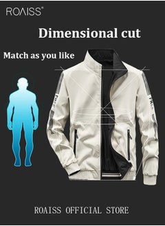 roaiss Men's Bomber Jacket Reversible Coat Pilot Baseball Uniform Wearable Loose Padded Windproof Breathable Motorcycle Zip Jacket Daily Fashion Casual Clothing for Men  - Image 3