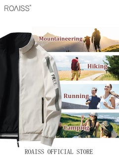 roaiss Men's Bomber Jacket Reversible Coat Pilot Baseball Uniform Wearable Loose Padded Windproof Breathable Motorcycle Zip Jacket Daily Fashion Casual Clothing for Men  - Image 5