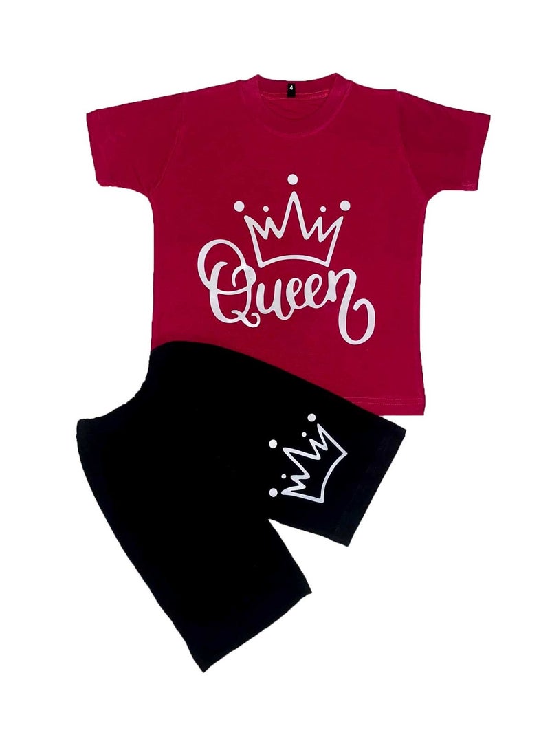 OneHand Girls Summer Cotton Pajama - Fuchsia - Image 1