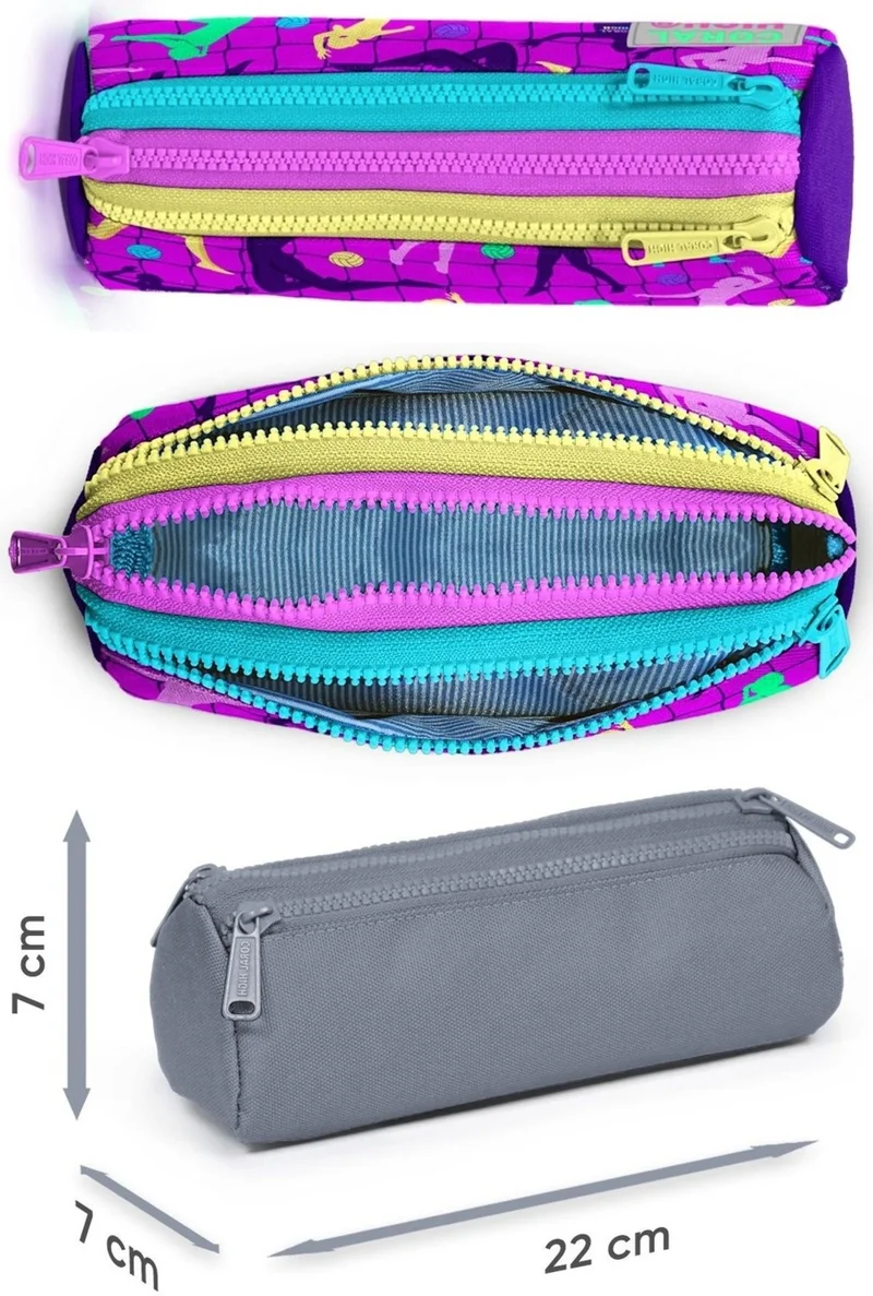 CORAL HIGH Pink Purple Volleyball Patterned Girl Thermal Insulated Lunch Bag and Pencil Case Set