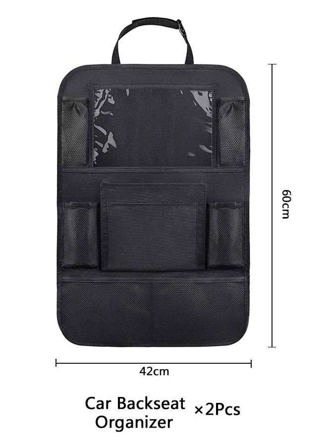 HAWAWA 2 Pack Car Backseat Organizer with Touch Screen Tablet Holder Waterproof and Durable 9 Storage Pockets Kick Mats Car Back Seat Protectors for Kids Toddlers Car Travel Accessories  - Image 2