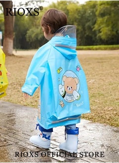 RIOXS Kids Boys Girls Toddler Raincoat With School Bag Cover Long Cartoon Rainwear Rain Ponchos With Hoods Rain Jacket Cape Reusable For Outdoor Climbing Cycling Hiking Camping  - Image 2