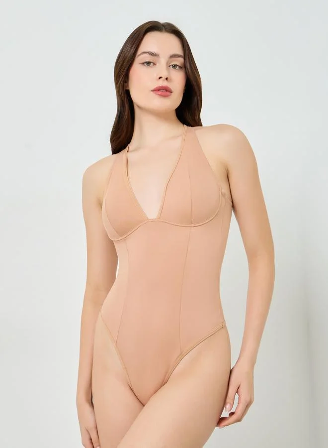 Styli Nude Shapewear Plunge Neckline Bodysuit