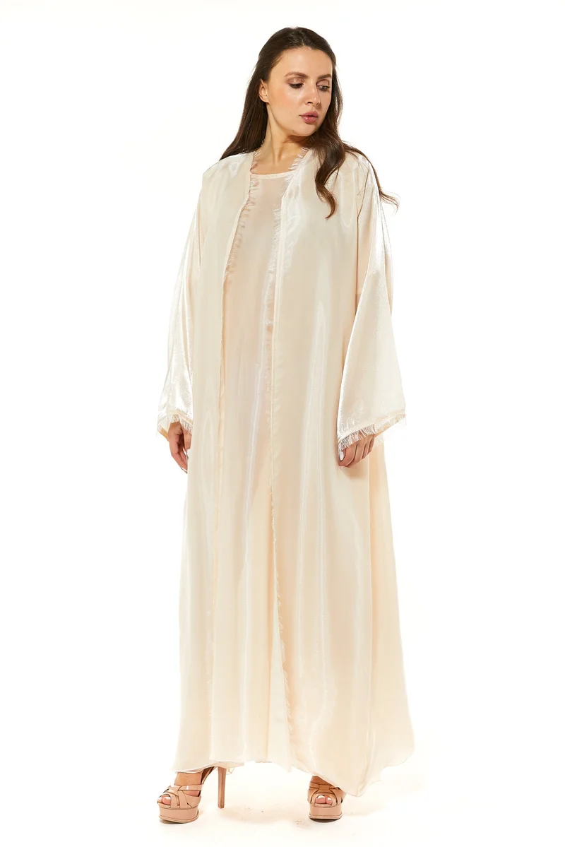 Moistreet Flared Sleeve Organza Abaya Set