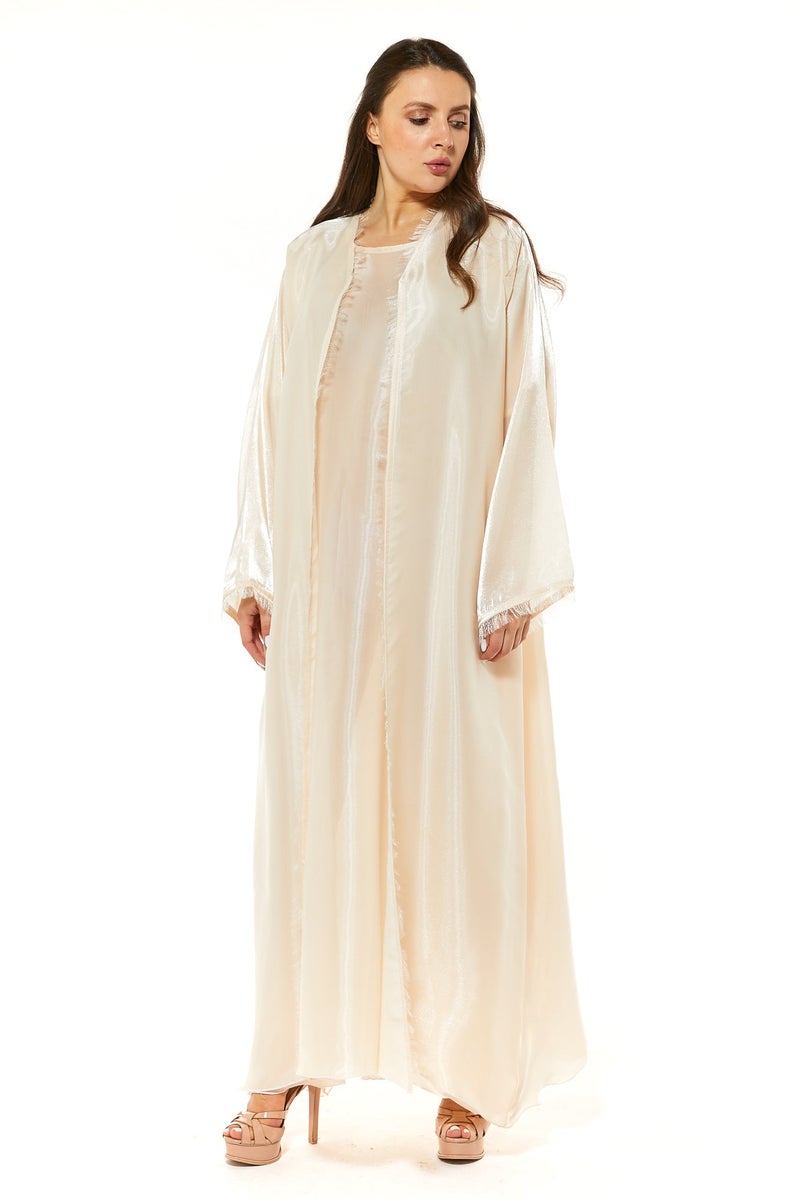 Moistreet Flared Sleeve Organza Abaya Set - Image 1