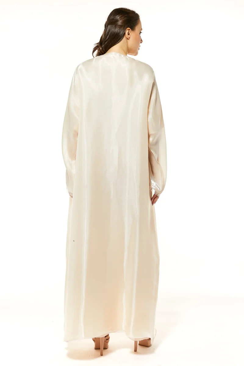 Moistreet Flared Sleeve Organza Abaya Set