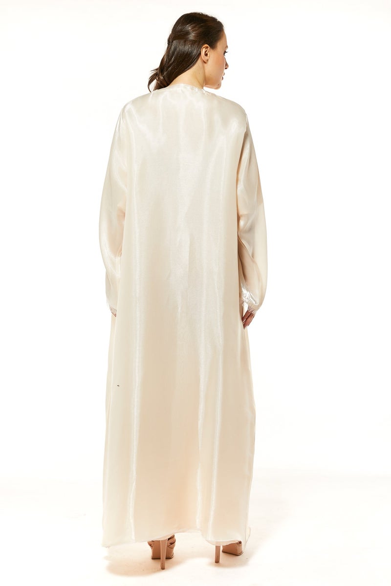 Moistreet Flared Sleeve Organza Abaya Set - Image 3