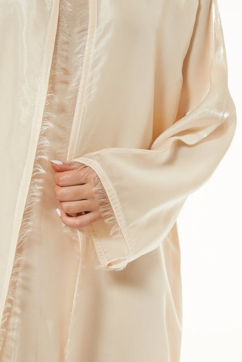 Moistreet Flared Sleeve Organza Abaya Set
