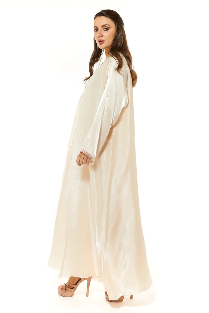 Moistreet Flared Sleeve Organza Abaya Set