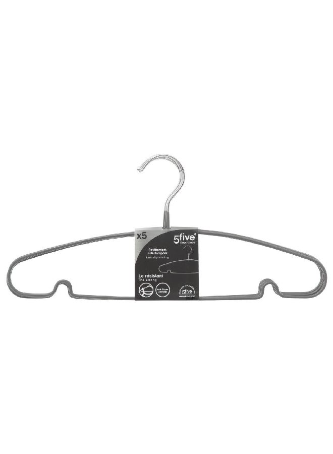 Five Simply Smart 5-Piece Durable High Quality Metal and PVC Cloth Hanger Set Grey 18.5 x 40 x 0.4 cm 102872A - Image 2