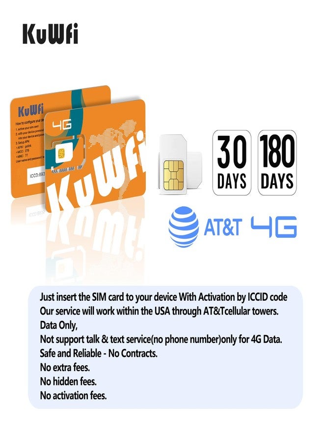 KuWFi 2GB Prepaid 4G LTE SIM Card for 30 Day Service Wireless Plan for Security Cameras, 4G Router- for Data, No Voice & Text No Contract IOT SIM Card - Image 5