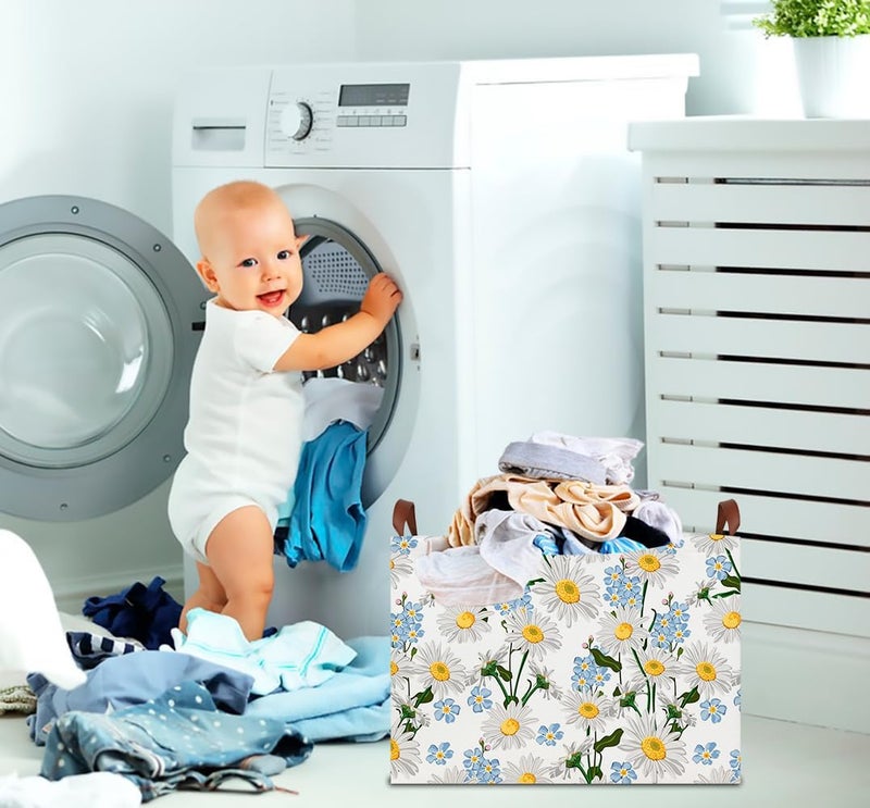 CLOCOR Rectangular Storage Basket Empty,Gift Basket,Waterproof Storage Bin with Handles,Room Decor(Orchid Daisy) - Image 4