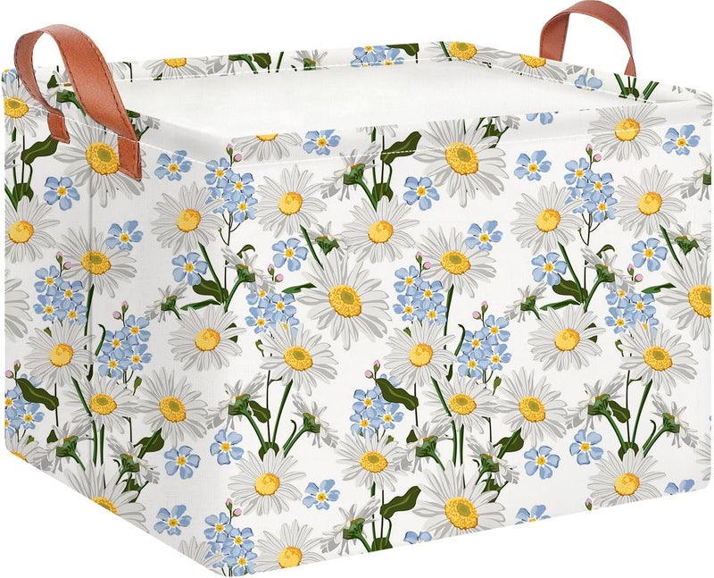 CLOCOR Rectangular Storage Basket Empty,Gift Basket,Waterproof Storage Bin with Handles,Room Decor(Orchid Daisy) - Image 1