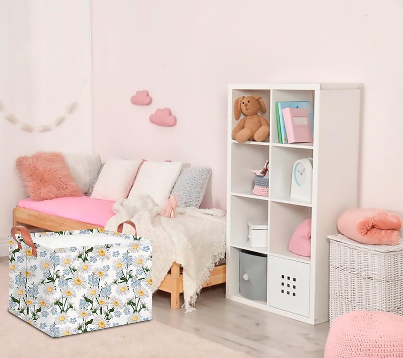 CLOCOR Rectangular Storage Basket Empty,Gift Basket,Waterproof Storage Bin with Handles,Room Decor(Orchid Daisy) - Image 3