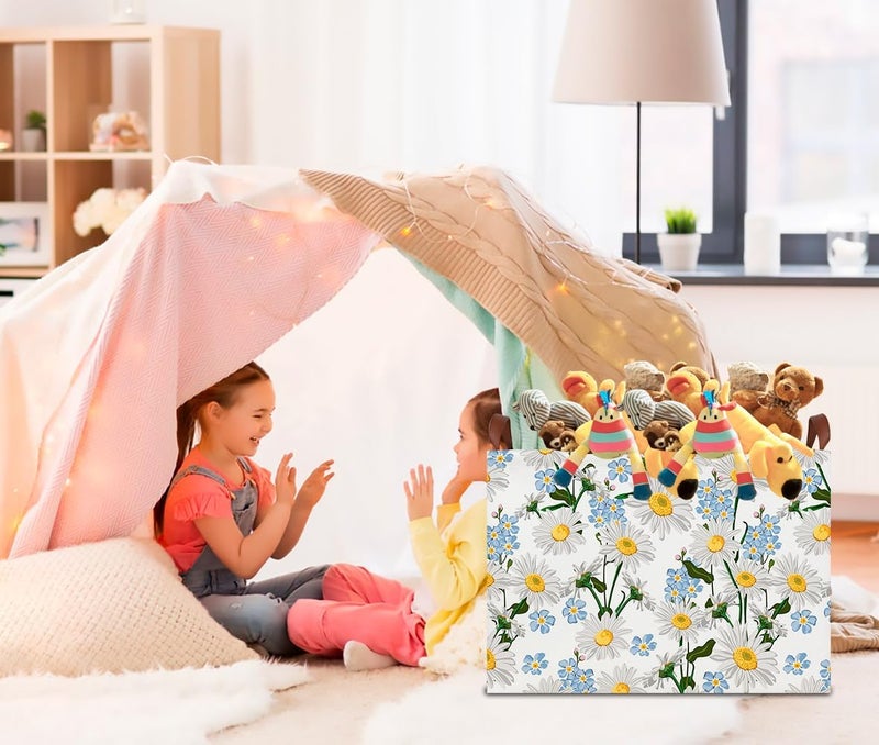 CLOCOR Rectangular Storage Basket Empty,Gift Basket,Waterproof Storage Bin with Handles,Room Decor(Orchid Daisy) - Image 2