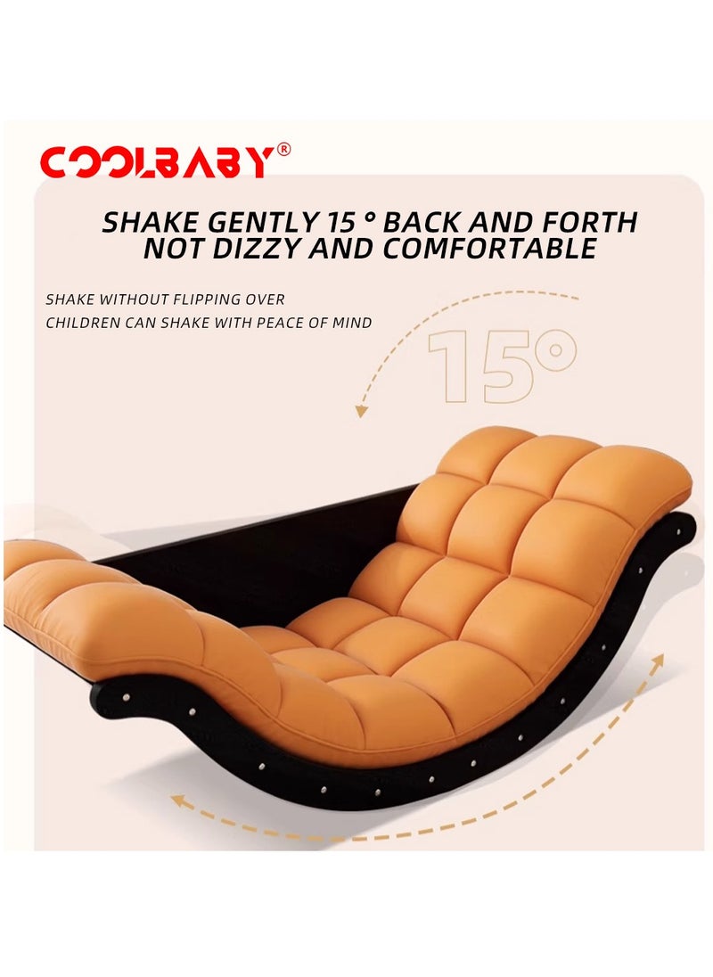 كرسي هزاز خارجي من CoolBaby، كرسي هزاز على شكل قمر، كرسي أريكة داخلي لغرفة النوم، غرفة المعيشة، الشرفة، الحديقة، العشب - أصفر