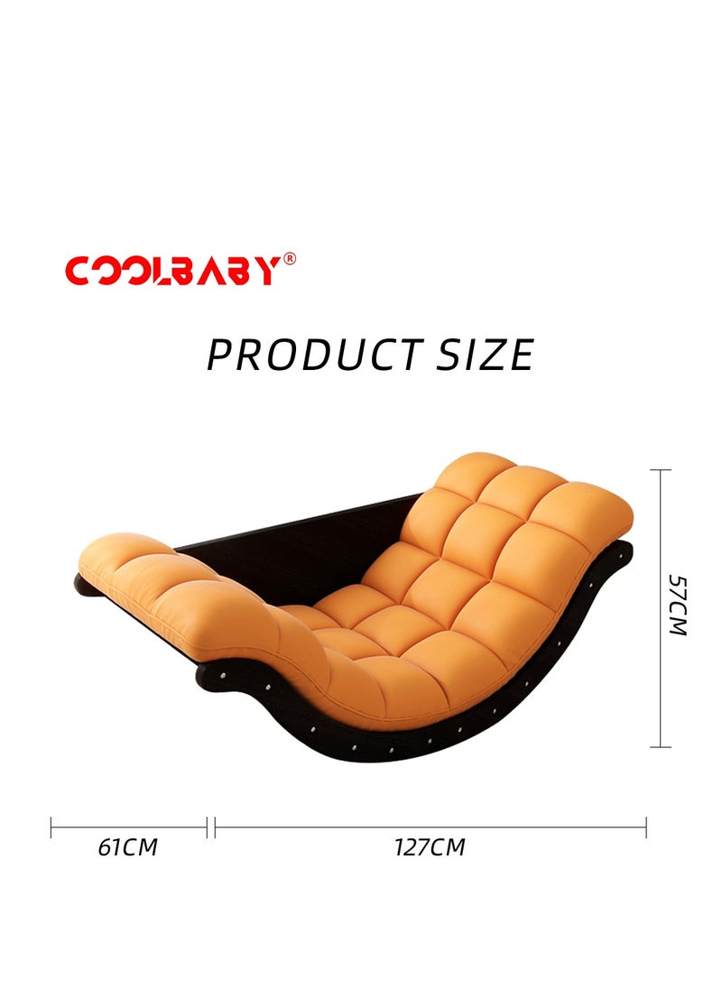كرسي هزاز خارجي من CoolBaby، كرسي هزاز على شكل قمر، كرسي أريكة داخلي لغرفة النوم، غرفة المعيشة، الشرفة، الحديقة، العشب - أصفر