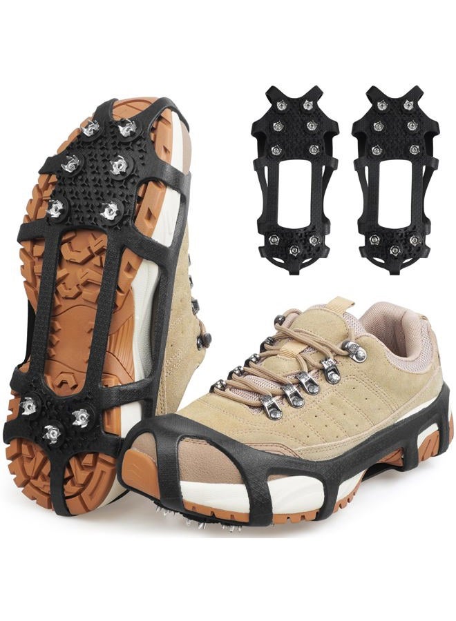 SILANON Ice Snow Cleats for Shoes and Boots,Walk Traction Cleats Crampons Anti Slip 9 Studs Ice Snow Grippers - Image 1