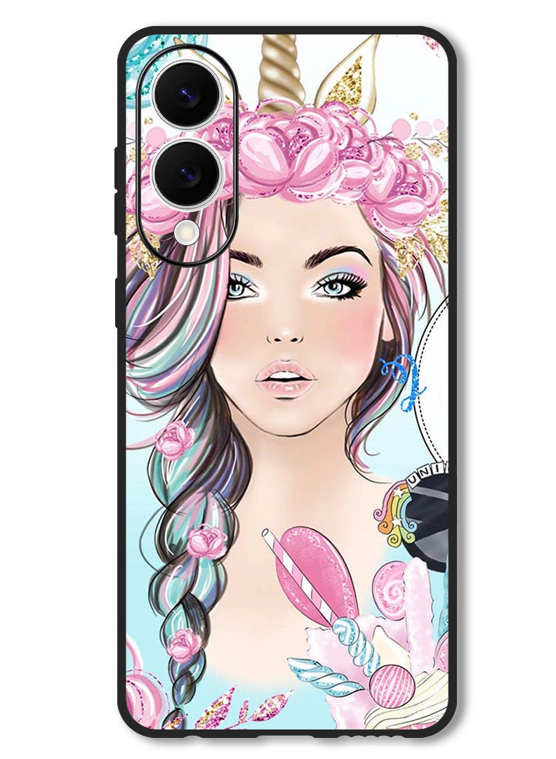 Theodor Case Compatible with Samsung Galaxy S25 Edge 6.7 Inch Protection Shockproof Bumper Cover Unicorn Girl - Image 1