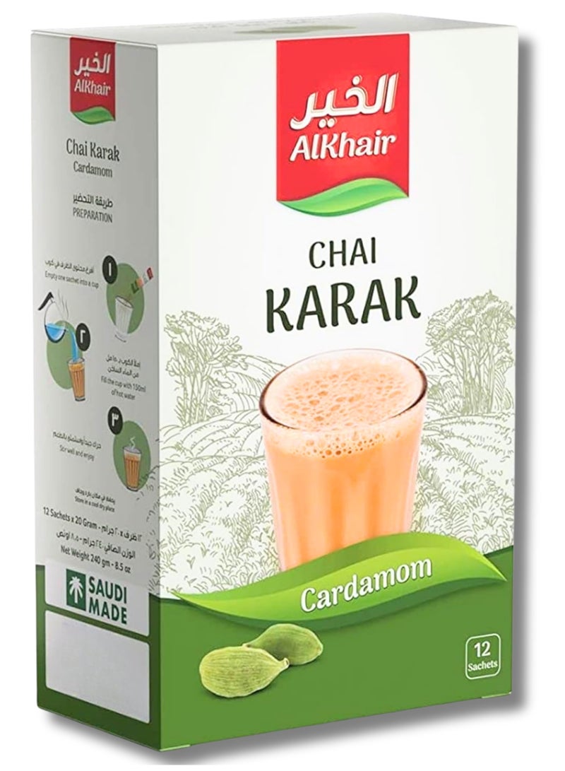 Alkhair Instant Chai Karak Tea With Cardamom 12 Sachets - Image 1