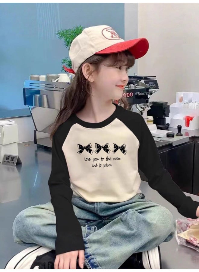 Boys And Girls Double-sided Heating Velvet Bottoming Shirt Kidsren's Contrasting Raglan Long-sleeved Baby Autumn And Winter Round Neck Pullover Top - Image 4