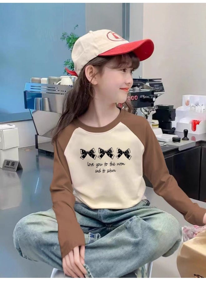 Boys And Girls Double-sided Heating Velvet Bottoming Shirt Kidsren's Contrasting Raglan Long-sleeved Baby Autumn And Winter Round Neck Pullover Top - Image 3