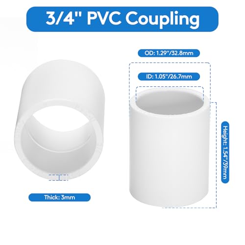 UwinVwin 20 pcs 34 PVC Coupling Pipe Fittings Socket x Socket Schedule 40 PVC Fittings used For Plumbing and Irrigation - Image 3