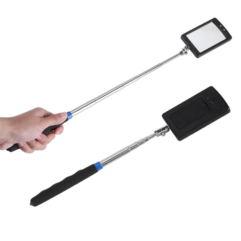 Telescoping Inspection Mirror: Alloy Steel & Solid ABS Build, 2 Extra Bright LED Lights, 360 Degree Swivel Mirror - Adjustable Length, Nonslip Grip Flexible Inspection Tool for Mechanics, Machinists, - Image 5