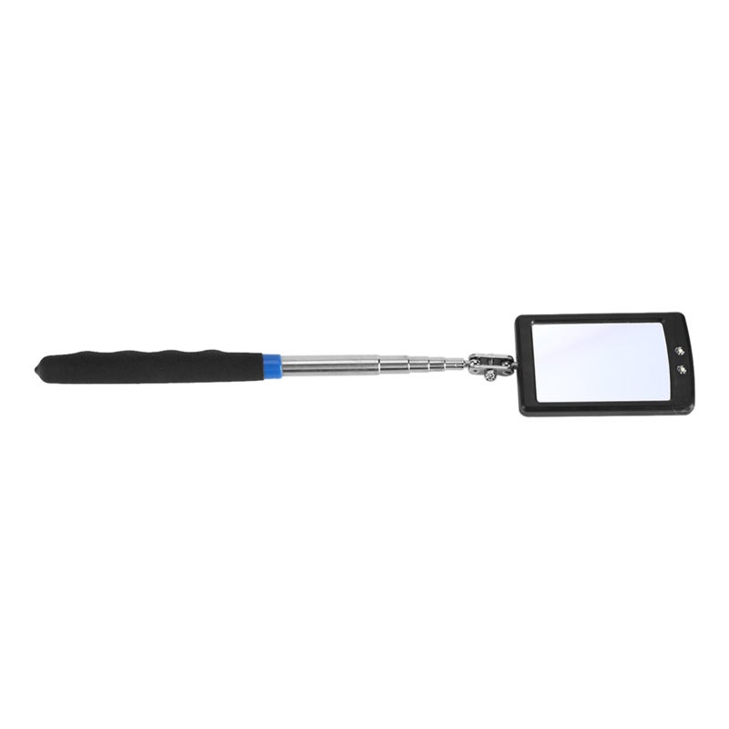Telescoping Inspection Mirror: Alloy Steel & Solid ABS Build, 2 Extra Bright LED Lights, 360 Degree Swivel Mirror - Adjustable Length, Nonslip Grip Flexible Inspection Tool for Mechanics, Machinists, - Image 1