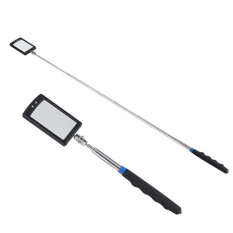 Telescoping Inspection Mirror: Alloy Steel & Solid ABS Build, 2 Extra Bright LED Lights, 360 Degree Swivel Mirror - Adjustable Length, Nonslip Grip Flexible Inspection Tool for Mechanics, Machinists, - Image 2