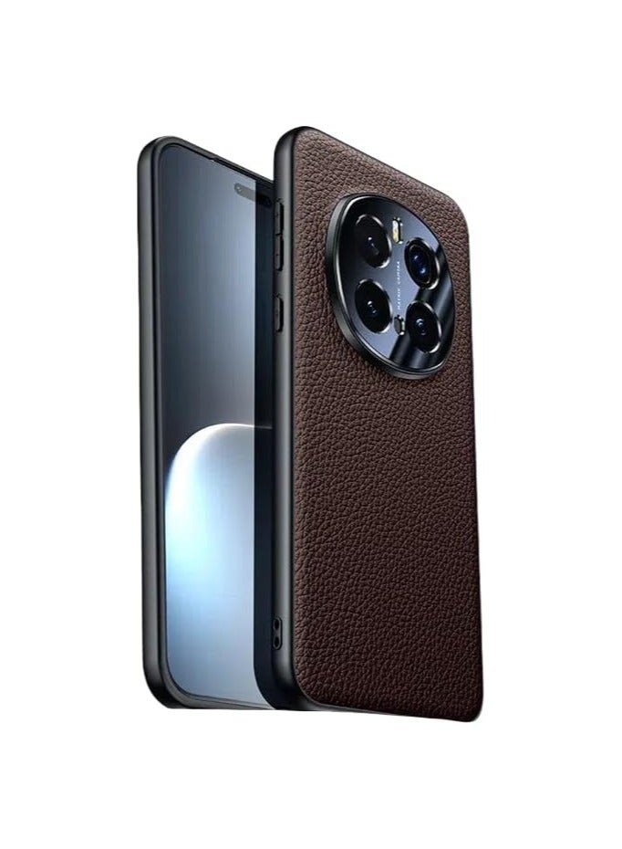 Honor Magic7 Pro compatible leather case, lychee textured frosted phone case, Magic7 Pro ultra-thin anti-fingerprint case