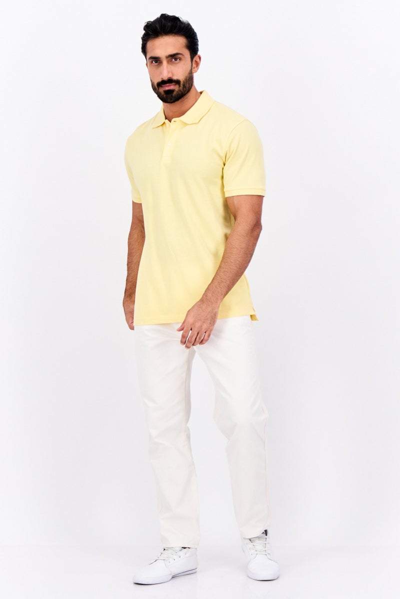 GAP Men Regular Fit Plain Short Sleeves Polo, Yellow - Image 2
